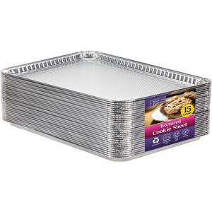 image:imageAluminum Pans Half Size Textured Cookie Sheet 15 Count Durable Nonstick Baking Sheets 1587 x 11  Sheet Pan Baking Tray Cookie Sheets Foil pans Foil trays Sheet Baking PansHalf Size  15 Count  Textured