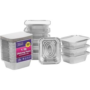image:imageAluminum Pans With Lids  50 Count  225LB 85x6 Oblong Pans  To Go Containers With Lids  Disposable Tin Foil Pans  Perfect For Catering Meal Prep Baking Freezer Safe1LB  50 Pack  W Board Lids