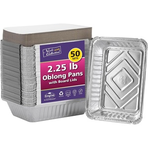 image:imageAluminum Pans With Lids  50 Count  225LB 85x6 Oblong Pans  To Go Containers With Lids  Disposable Tin Foil Pans  Perfect For Catering Meal Prep Baking Freezer Safe225LB  50 Pack  W Board Lids