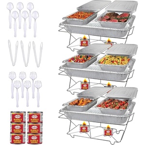 image:imageFull Size 39Pcs Disposable Chafing Buffet Set with 6hr Fuel Cans Covers Serving Utensils  Premium Chafing Dish Set for Catering Events and Parties  Complete Food Warmer Party Serving Kit39 Pcs Set