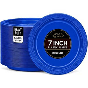 image:imageGold Solid Color Premium Heavy Weight Plastic Dinner Plate 9 50 Count  Elegant amp Durable Perfect for Parties amp EventsBlue