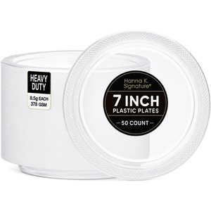 image:imageGold Solid Color Premium Heavy Weight Plastic Dinner Plate 9 50 Count  Elegant amp Durable Perfect for Parties amp EventsClear