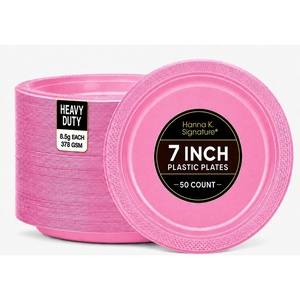image:imageGold Solid Color Premium Heavy Weight Plastic Dinner Plate 9 50 Count  Elegant amp Durable Perfect for Parties amp EventsPink
