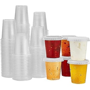 image:imageKing Zak 150 Sets  15oz Disposable Mini Plastic Jello Shot Cups With Lids Perfect For Portion Souffle Condiment Dipping Sauce Salad Dressing And More15 ounces