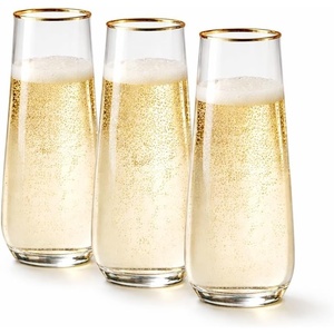 image:imageLillian Clear Champagne Flute with Polished Silver Trim 9 oz  Unbreakable Disposable Plastic Cups for Weddings amp Parties 72 PackClear  Gold
