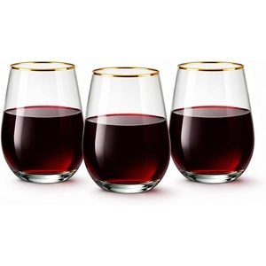 image:imageLillian Clear Stemless Wine Tumbler with Polished Gold Base 15 oz  Unbreakable Disposable Plastic Cups for Weddings amp Parties 72 PackClear  Gold