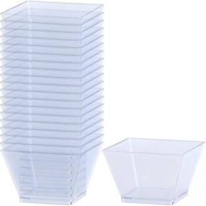 image:imageLillian Tablesettings Clear Plastic Square Bowls 8 oz Small Disposable Serving Bowls for Appetizers Desserts amp Dips Heavyweight BPAFree 20 Count 35 x 35 inClear