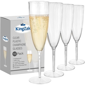 image:imageLillian Tablesettings Premium 16 Count Wine Glasses 8 oz Clear Hard Plastic 1Piece Disposable CupsChampagne Flutes  16 Count