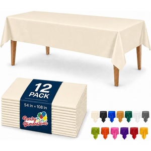 image:imageParty Dimensions Red Disposable Plastic Tablecloth Round 84 12 PackIvory
