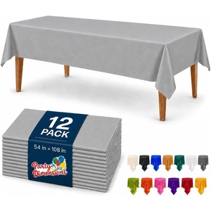 image:imageParty Dimensions Red Disposable Plastic Tablecloth Round 84 12 PackSilver