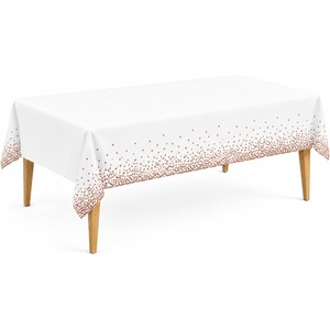 image:imageParty Dimensions Red Disposable Plastic Tablecloth Round 84 12 PackWhite  Rose Gold Confetti