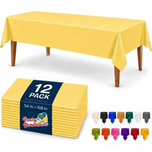 image:imageParty Dimensions Red Disposable Plastic Tablecloth Round 84 12 PackYellow