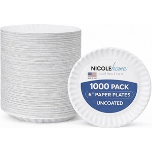 image:imageNicole Home Collection 1000 Count 6Inch White Uncoated Paper Plates Disposable Dessert Plates for Parties amp Everyday Use6 Inch  1000 Count