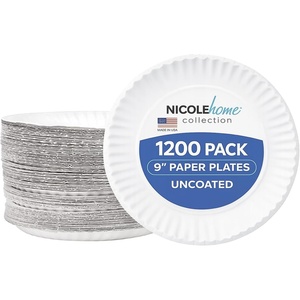 image:imageNicole Home Collection 1000 Count 6Inch White Uncoated Paper Plates Disposable Dessert Plates for Parties amp Everyday Use9 inch  1200 count