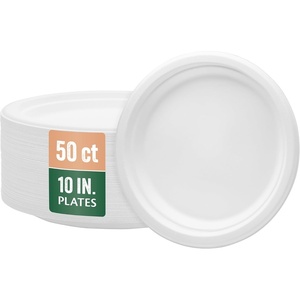 image:imageNicole Home Collection Compostable Heavy Duty 6 Disposable Paper Plates 100 Bagasse Biodegradable EcoFriendly Natural Sugarcane 50 Count10 Plates