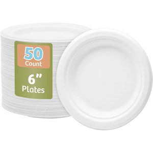 image:imageNicole Home Collection Compostable Heavy Duty 6 Disposable Paper Plates 100 Bagasse Biodegradable EcoFriendly Natural Sugarcane 50 Count6 Plates