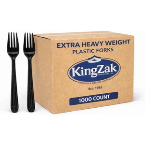 image:imagePlastic Forks Medium Weight Disposable Cutlery Value Pack  1000 Count WhiteBlack